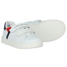 Boys White Logo Trainers, 1, hi-res