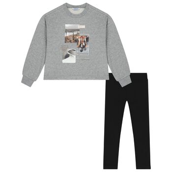 Girls Grey & Black Leggings set