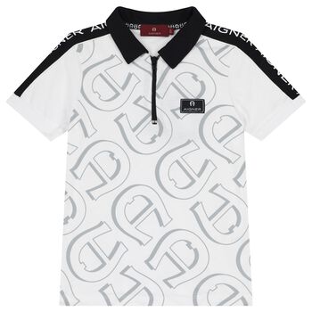 Boys White Logo Polo Shirt