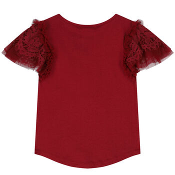 Girls Red Lace Top
