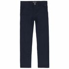 Boys Navy Blue Logo Chinos, 2, hi-res