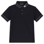 Boys Navy Blue Logo Polo Shirt, 1, hi-res