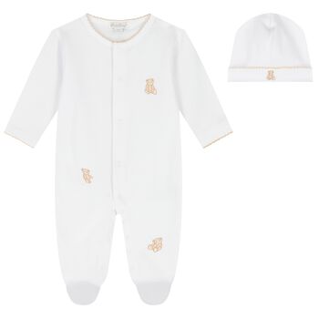 White Teddy Bear Babygrow Gift Set