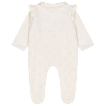 Baby Girls Ivory Logo Heart Babygrow