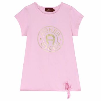 Girls Pink & Gold Logo T-Shirt