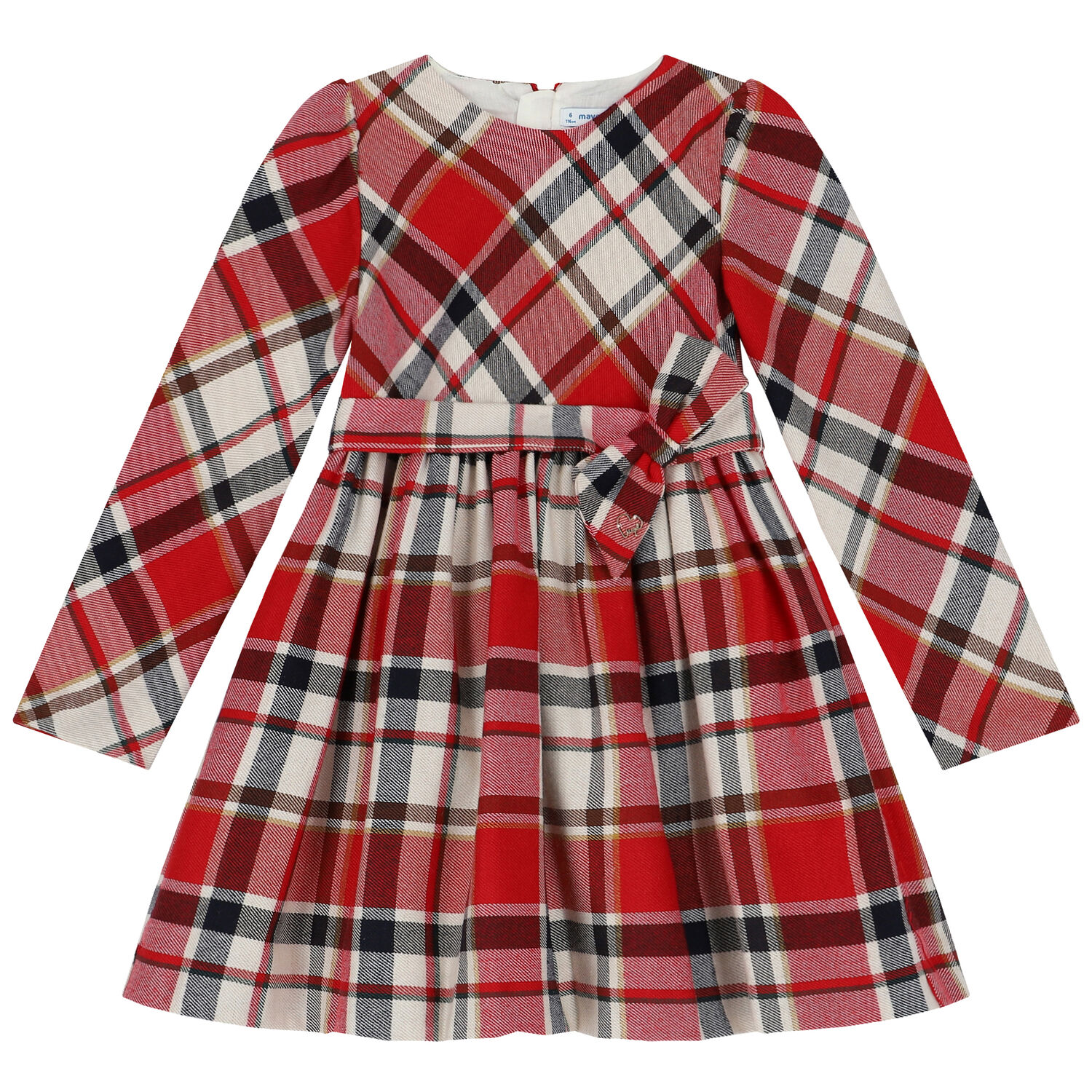 Girls Red Tartan Dress, 1, hi-res
