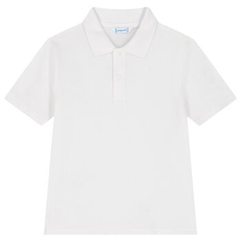 Boys White Logo Polo Shirt