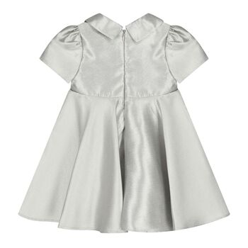 Baby Girls Silver Bow Satin Dress