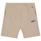 Boys Beige Logo Shorts, 2, hi-res