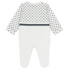 Baby Boys White & Navy Blue Logo Babygrow Set, 1, hi-res
