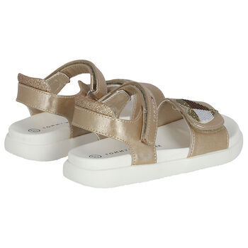 Girls Gold & White Heart Sandals