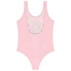 Girls Pink Teddy Bear Logo Swimsuit, 1, hi-res