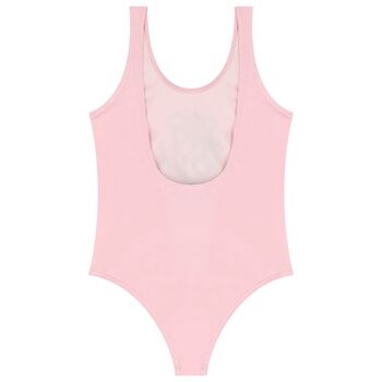 Girls Pink Teddy Bear Logo Swimsuit