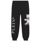 بنطلون رياضى بالشعار باللون الاسود للاولاد, 1, hi-res