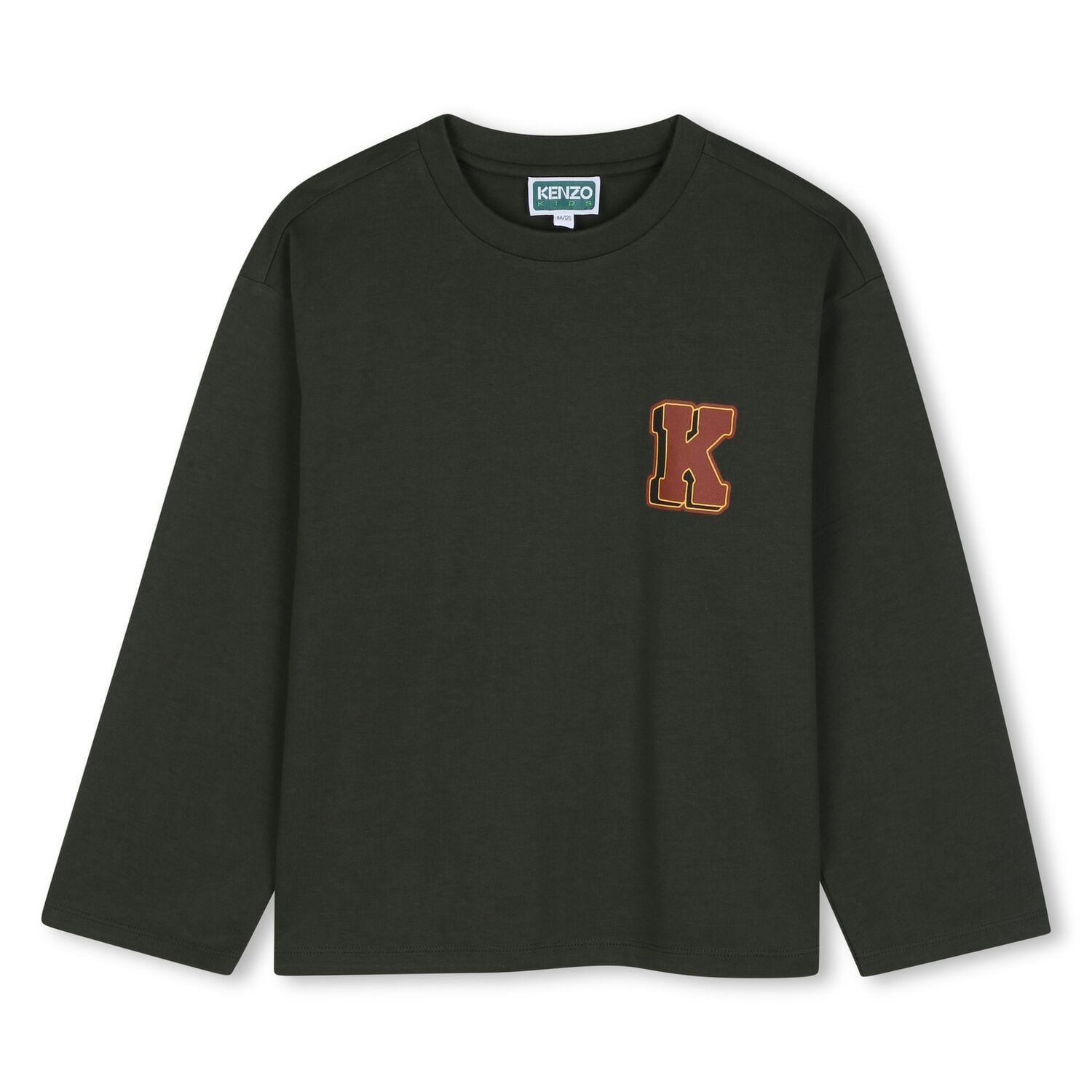 Boys Green Tiger Logo Long Sleeve Top, 1, hi-res