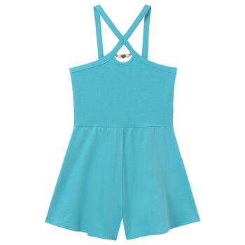 Girls Blue Criss Cross Strap Romper