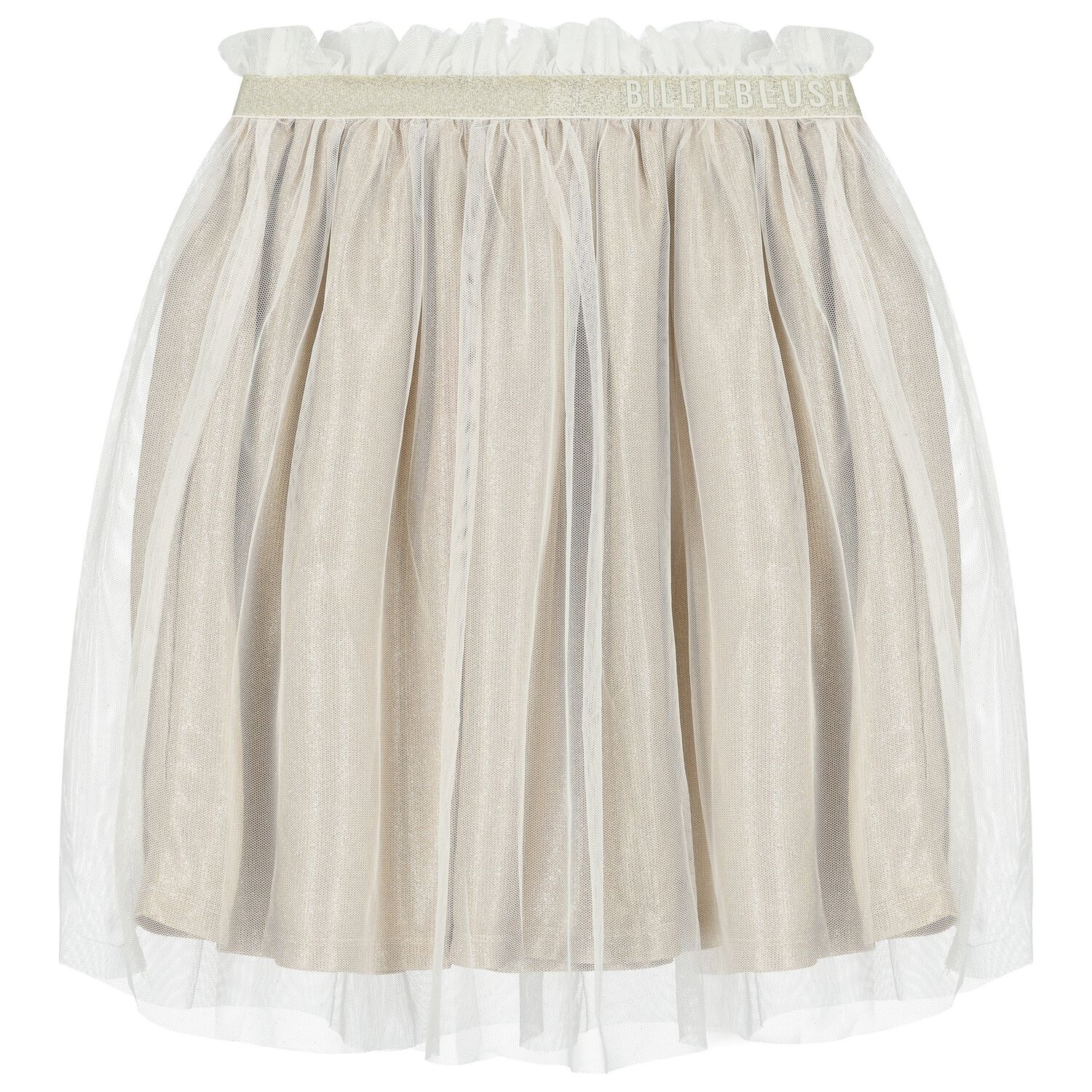 Girls Beige Logo Tulle Skirt, 1, hi-res image number null