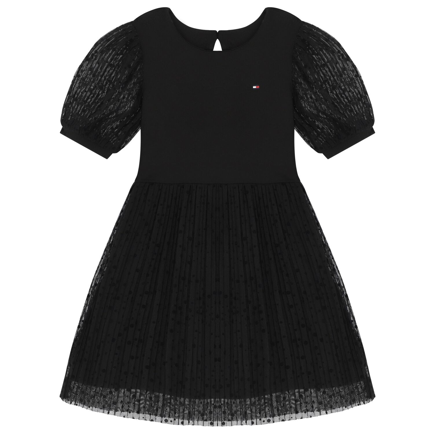 فستان بنات بالشعار باللون الأسود, 1, hi-res