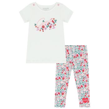 Baby Girls White Floral Leggings Set