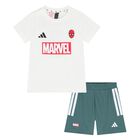 Younger White & Green Marvel Logo Shorts Set, 1, hi-res