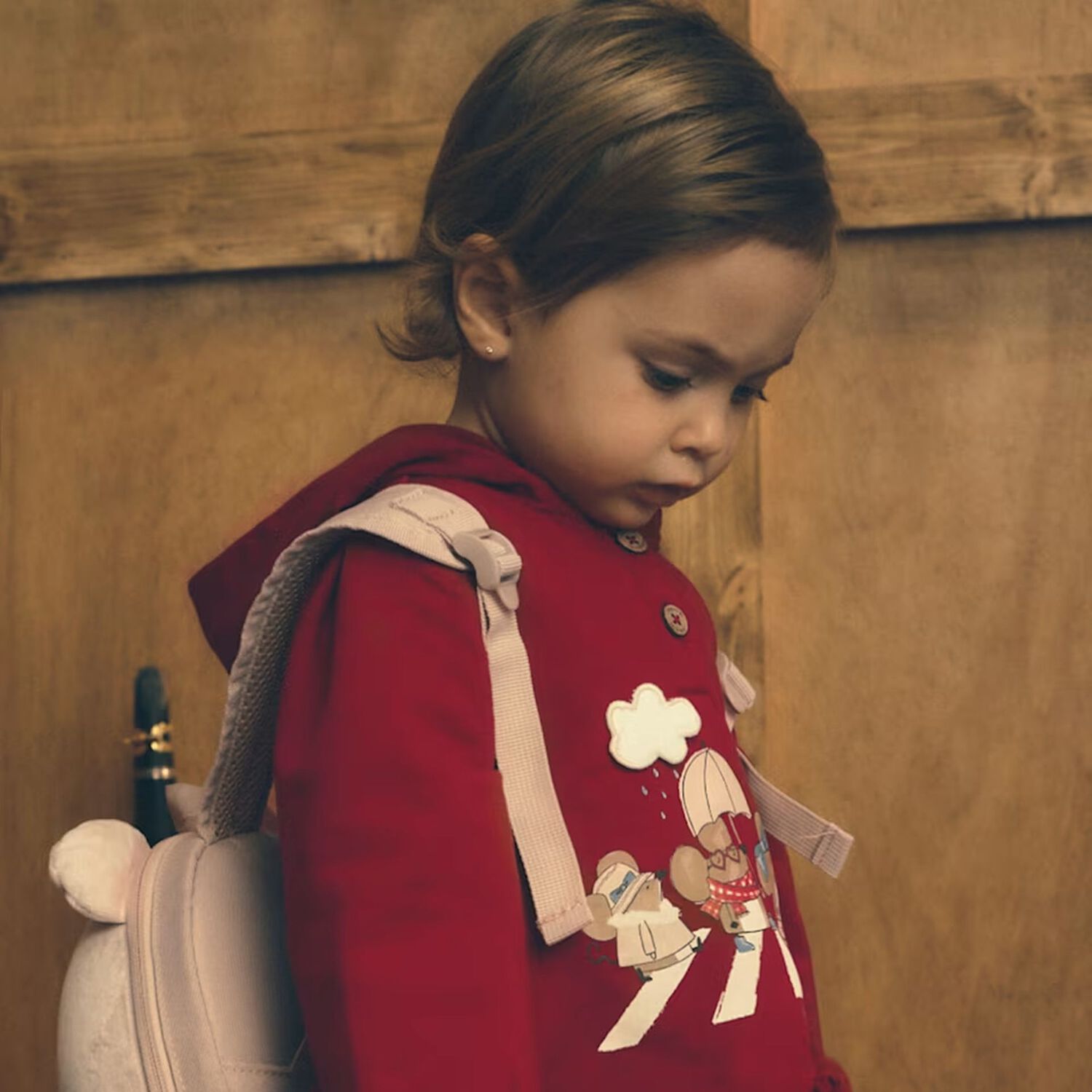 Younger Girls Red Mouse Hooded Dress, 1, hi-res
