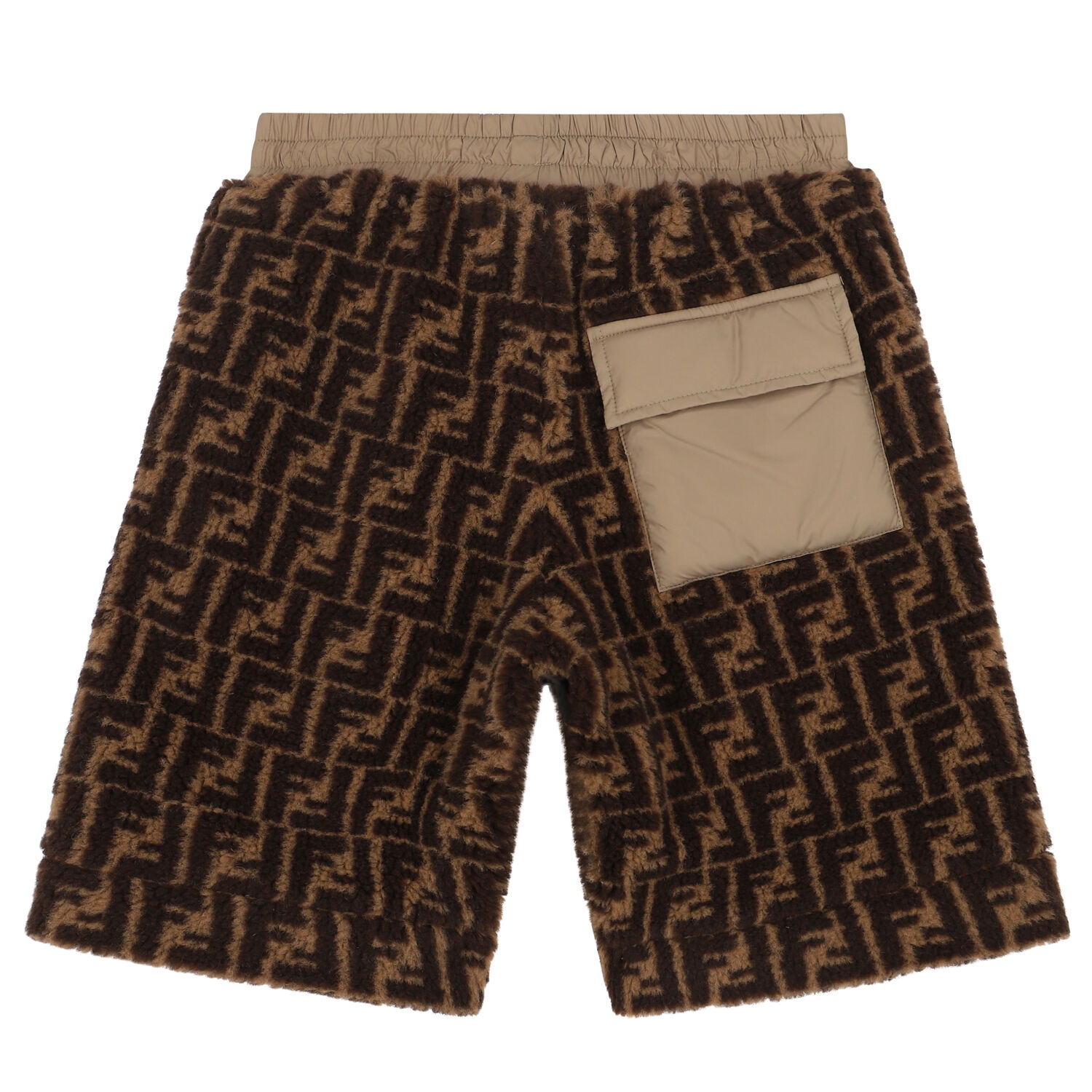 Boys Beige FF Logo Shorts, 1, hi-res image number null