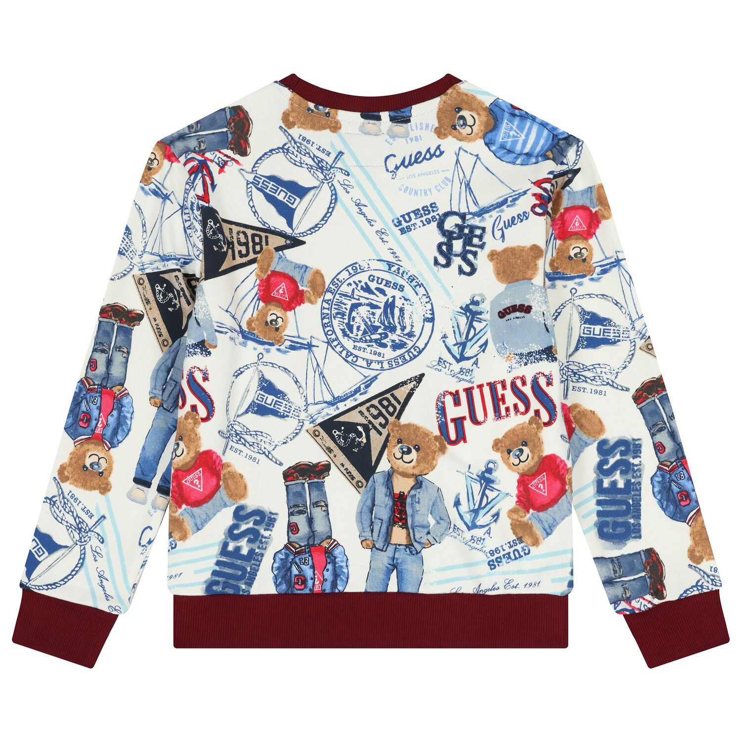 سويت شيرت اولاد بالشعار باللون الابيض , 1, hi-res