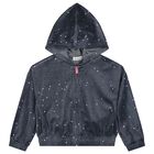 Girls Grey Dot Hooded Zip Up Top, 1, hi-res