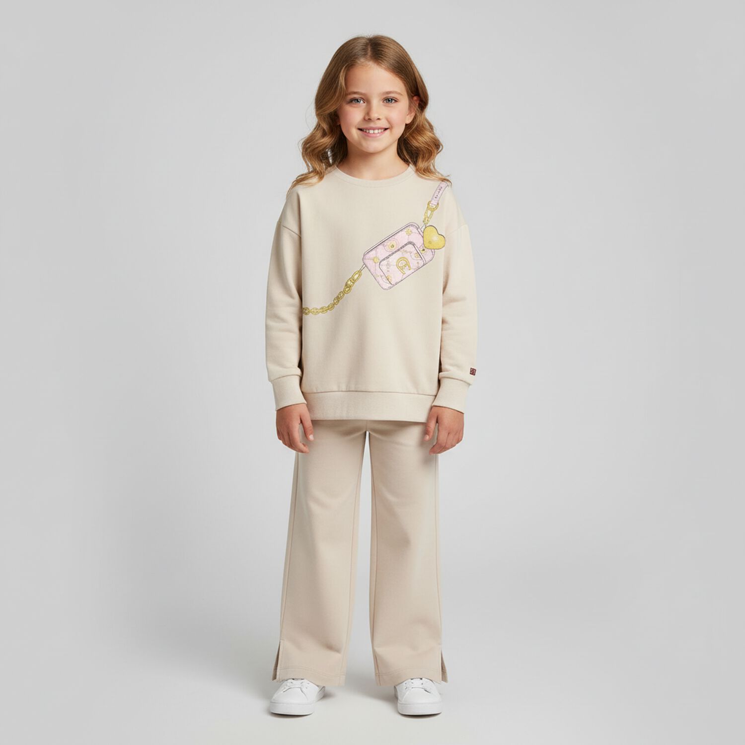 Girls Beige Crossbody Bag Sweatshirt, 1, hi-res