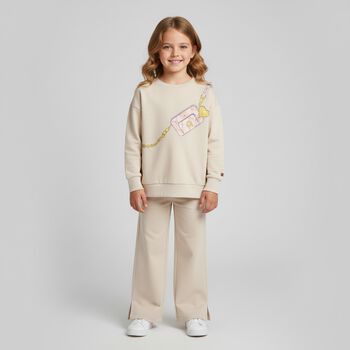 Girls Beige Heart Trousers