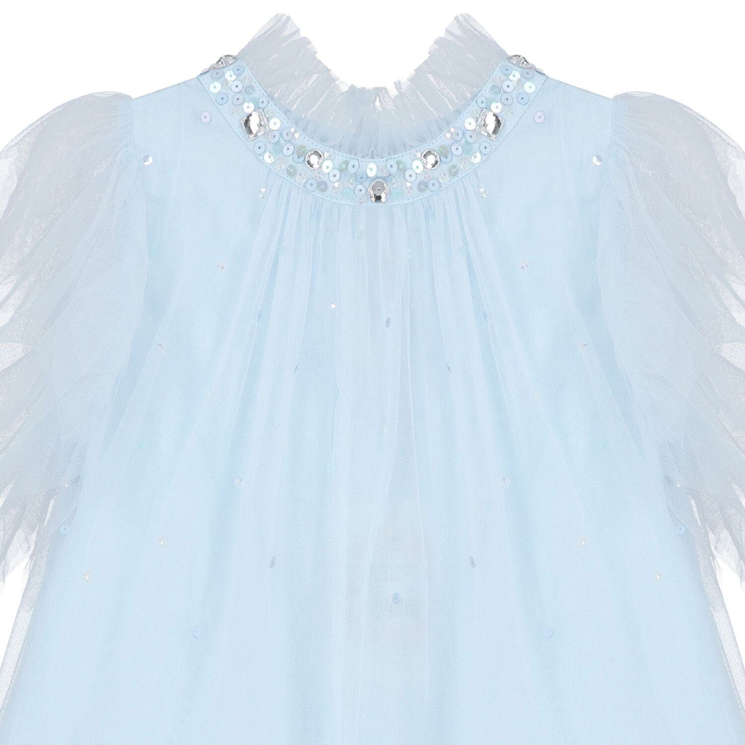 Girls Blue Sequin Tulle Dress, 1, hi-res image number null