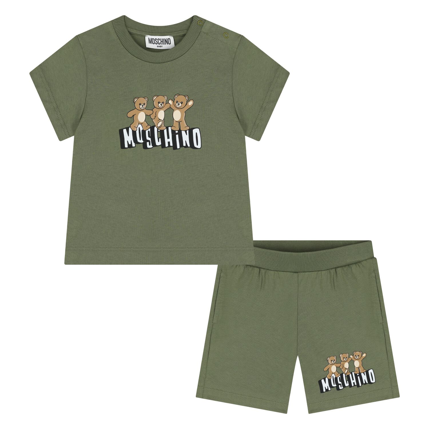 Younger Green Teddy Bear Shorts Set, 1, hi-res
