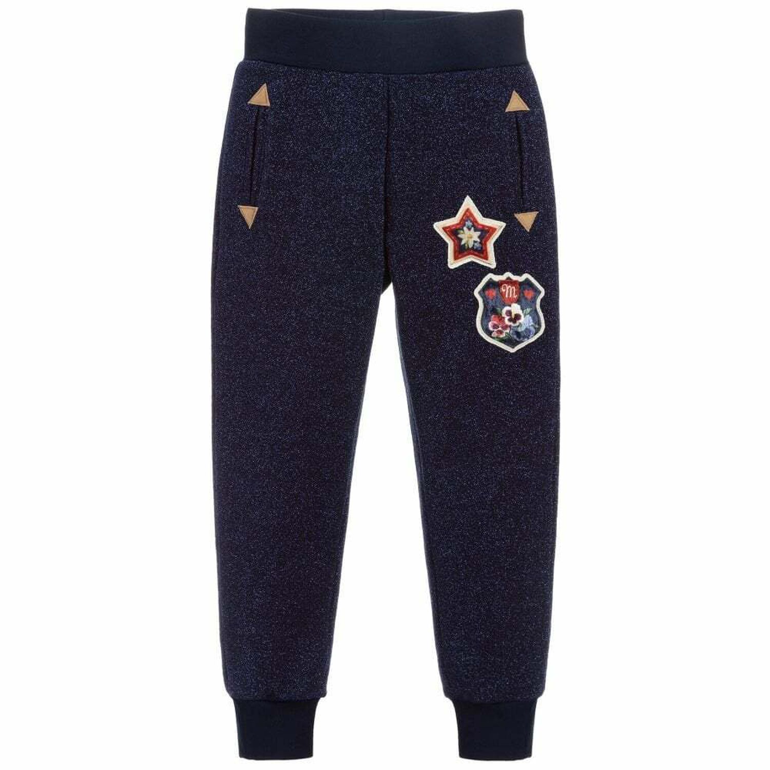 Girls Navy Blue Joggers, 1, hi-res
