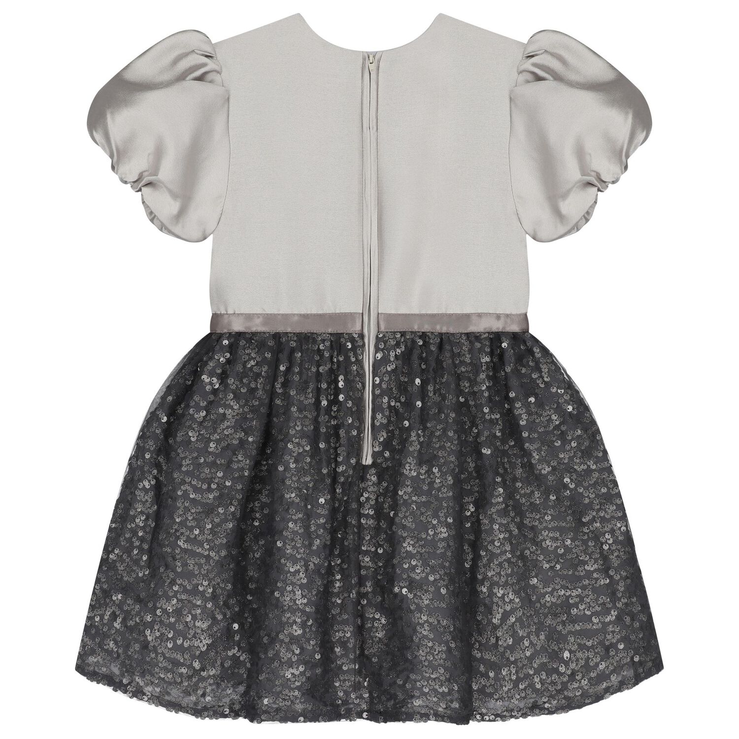 Girls Grey Satin & Sequin Dress, 1, hi-res image number null