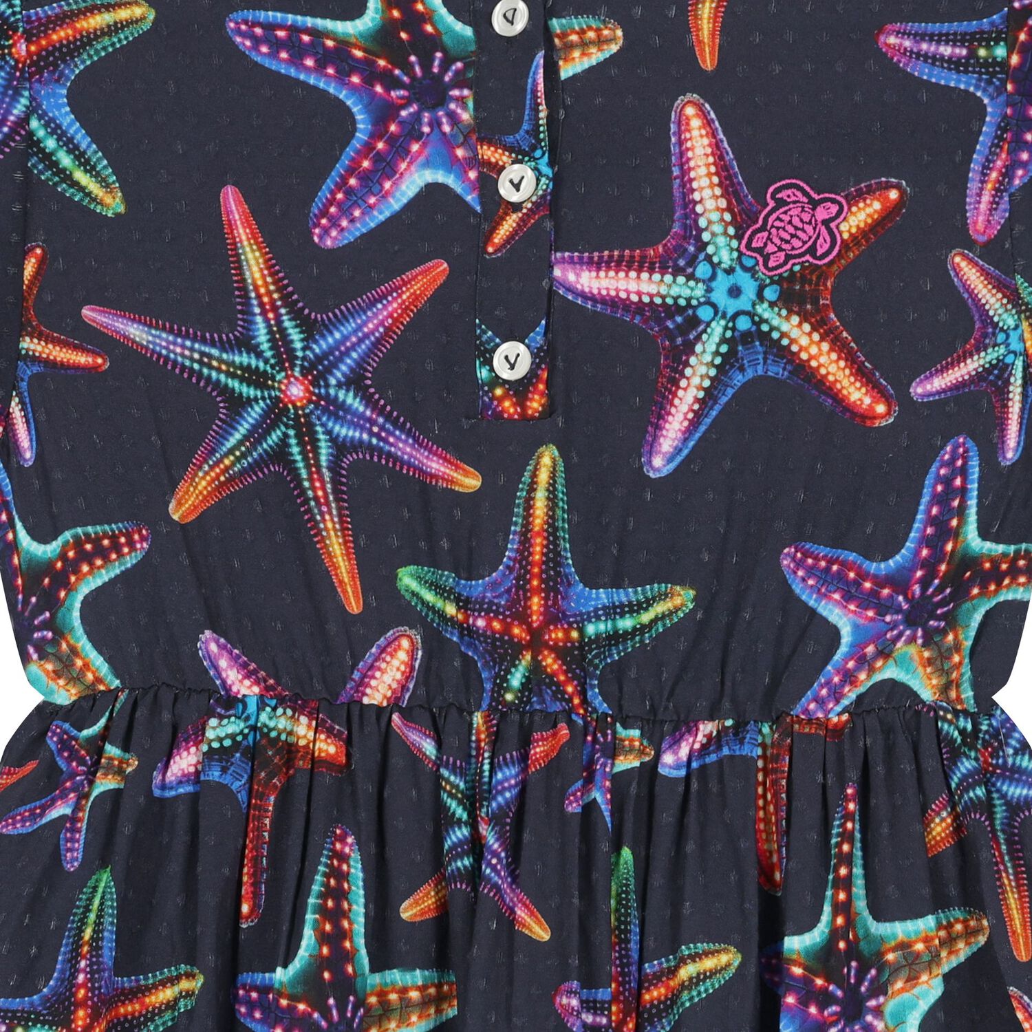 Girls Navy Blue Starfish Dress, 1, hi-res image number null