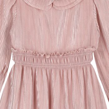 Girls Pink Ruffle Plissé Dress 