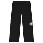 Girls Black Logo Trousers, 1, hi-res