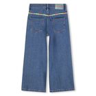 Girls Blue Denim Wide Leg Jeans, 1, hi-res