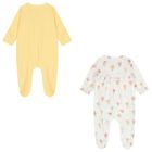 Baby Girls White & Yellow Hot Air Balloon Babygrow ( 2-Pack ), 1, hi-res