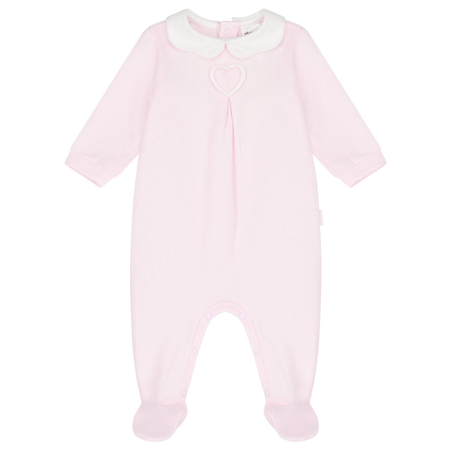 Baby Girls Pink Heart Babygrow, 1, hi-res