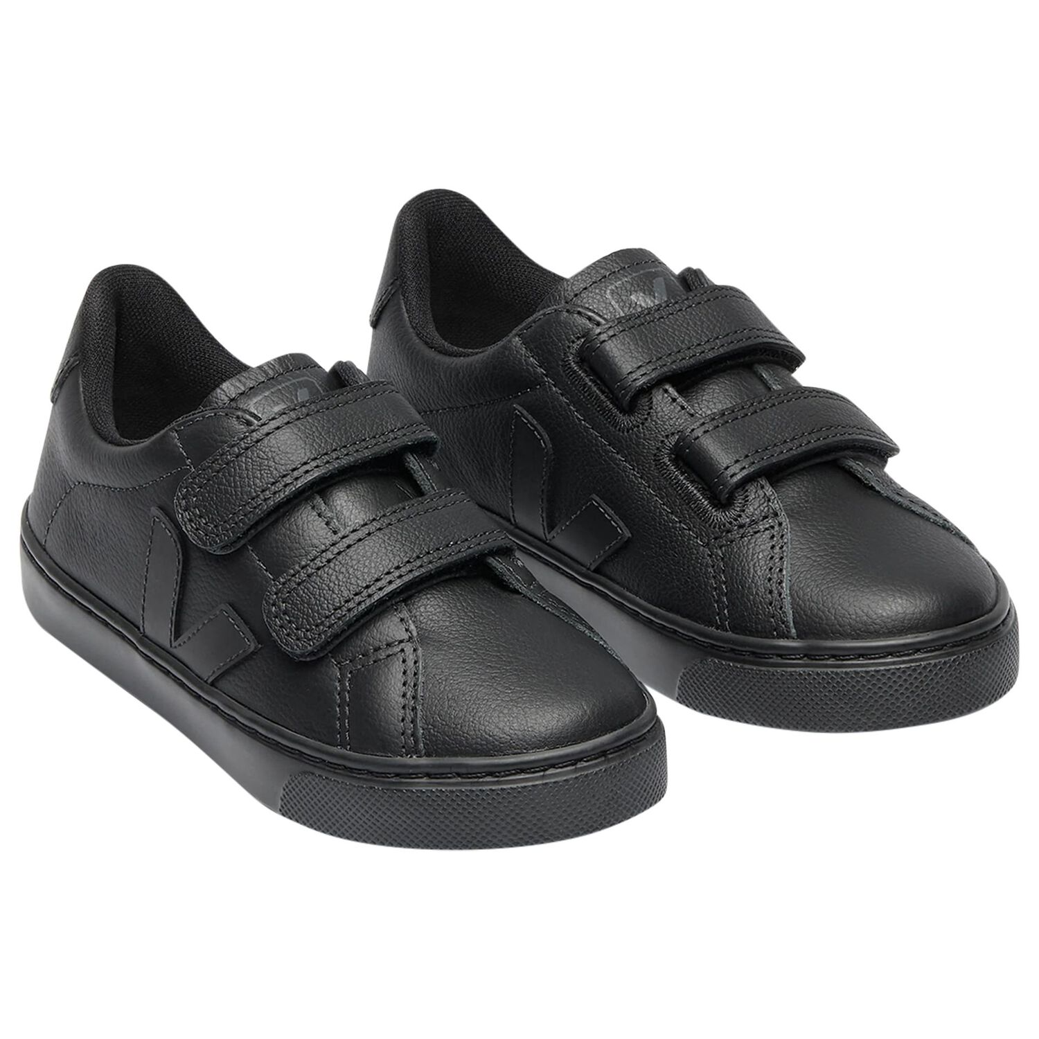 Boys Black Logo Leather Trainers, 1, hi-res