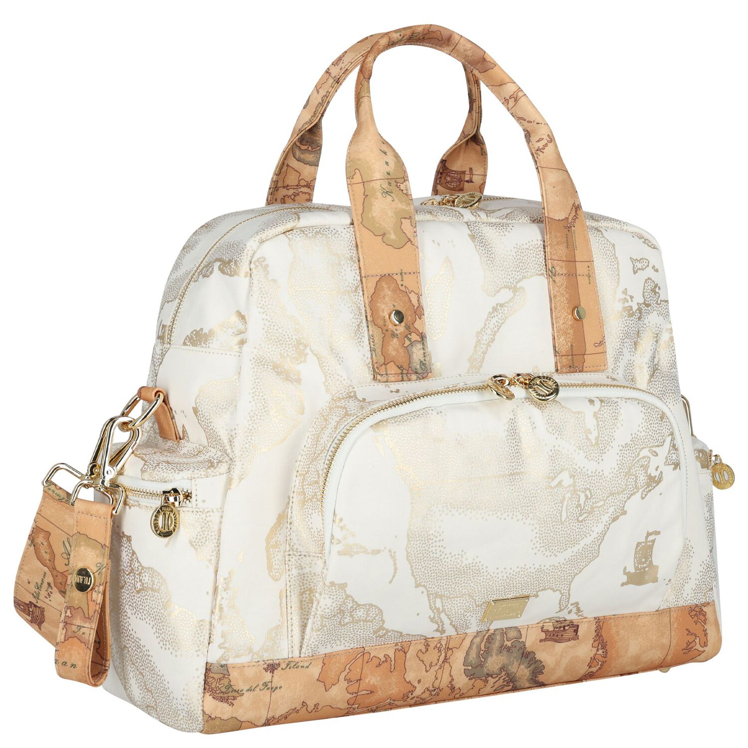 Ivory & Gold Geo Map Baby Changing Bag, 1, hi-res