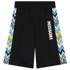 Boys Black Zigzag Shorts, 2, hi-res