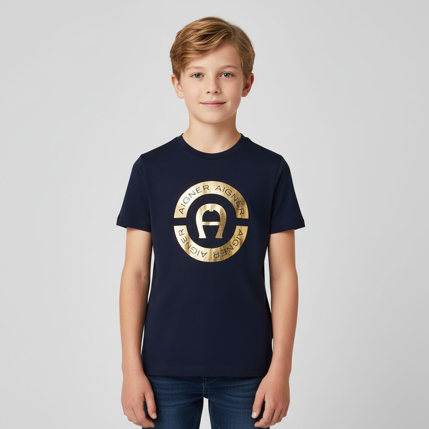 Boys Navy Blue Logo T-Shirt, 3, hi-res