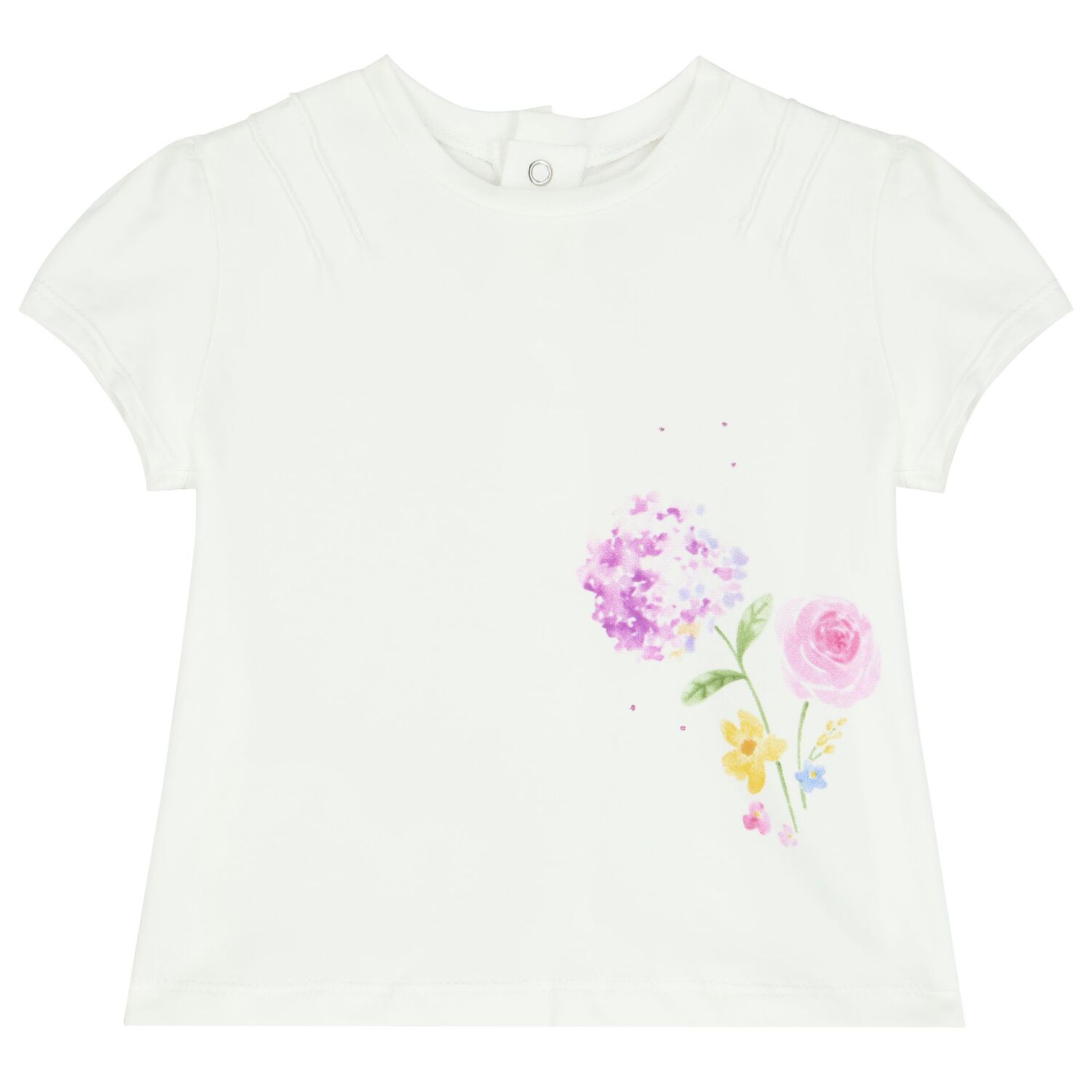 Baby Girls White & Purple Short Set (4 Piece), 2, hi-res