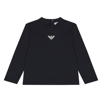 Baby Boys Black Logo Long Sleeve Top
