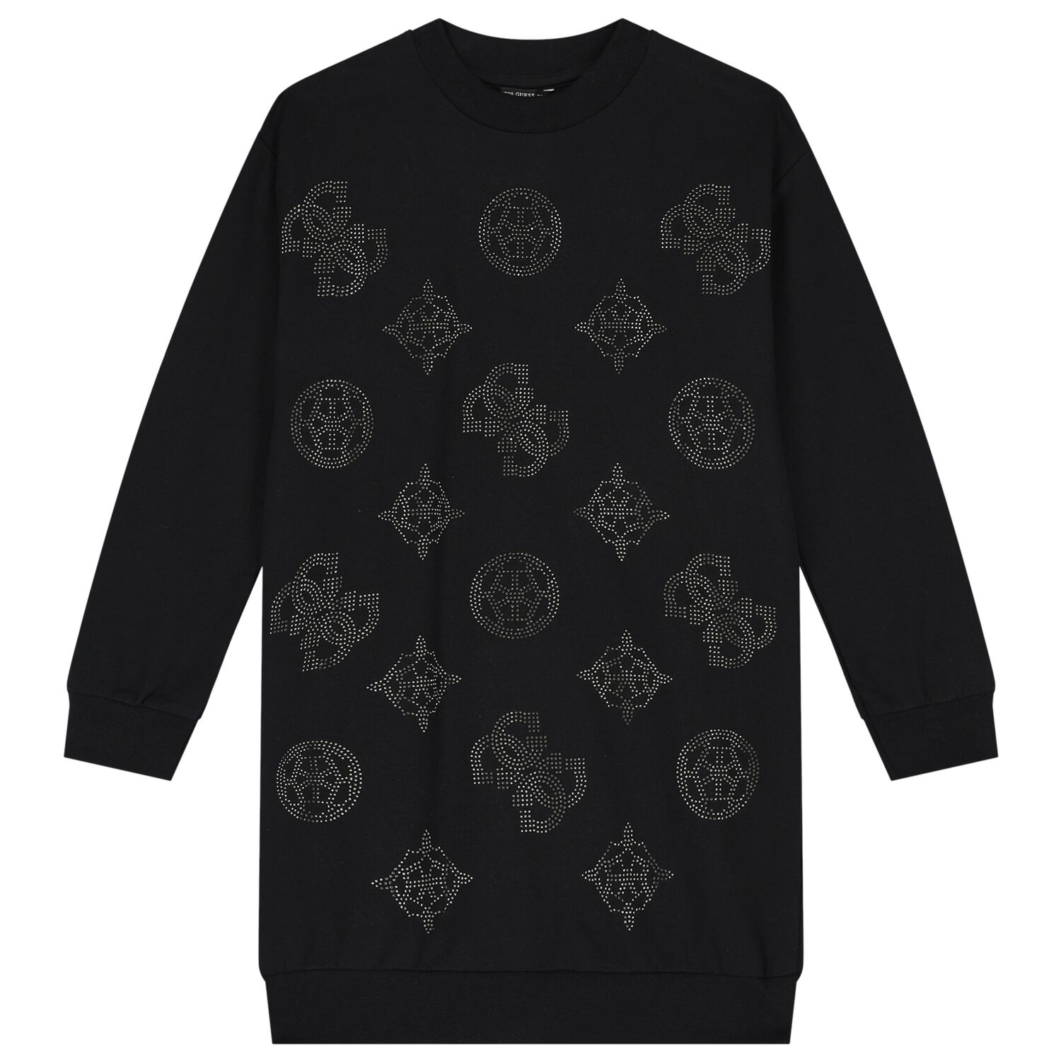 فستان بنات سويتشيرت بالشعار باللون الأسود, 1, hi-res image number null