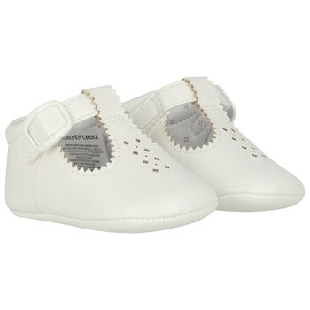 White Leather Pre Walker Shoes