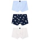 Boys White, Blue & Navy Blue Boxer Shorts ( 3-Pack ), 3, hi-res