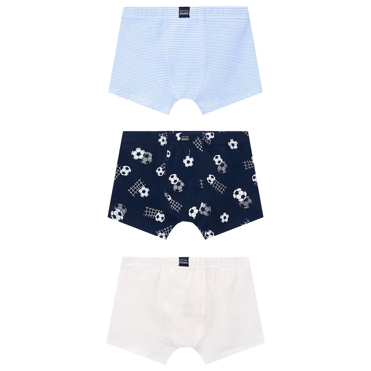 Boys White, Blue & Navy Blue Boxer Shorts ( 3-Pack ), 3, hi-res